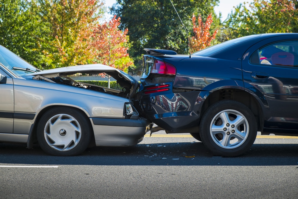 Scene of a rear-end collision. Who is at fault?